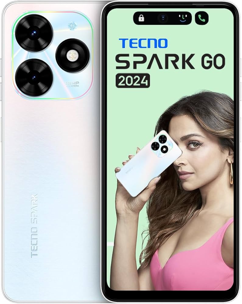 TECNO Spark Go 2024 (Mystery White,6GB* RAM, 64GB ROM)| Segment First 90Hz  Dot-in Display with Dynamic Port & Dual Speakers with DTS| 5000mAh| 10W  Type-C| Fingerprint Sensor| Octa-Core Processor : Amazon.in